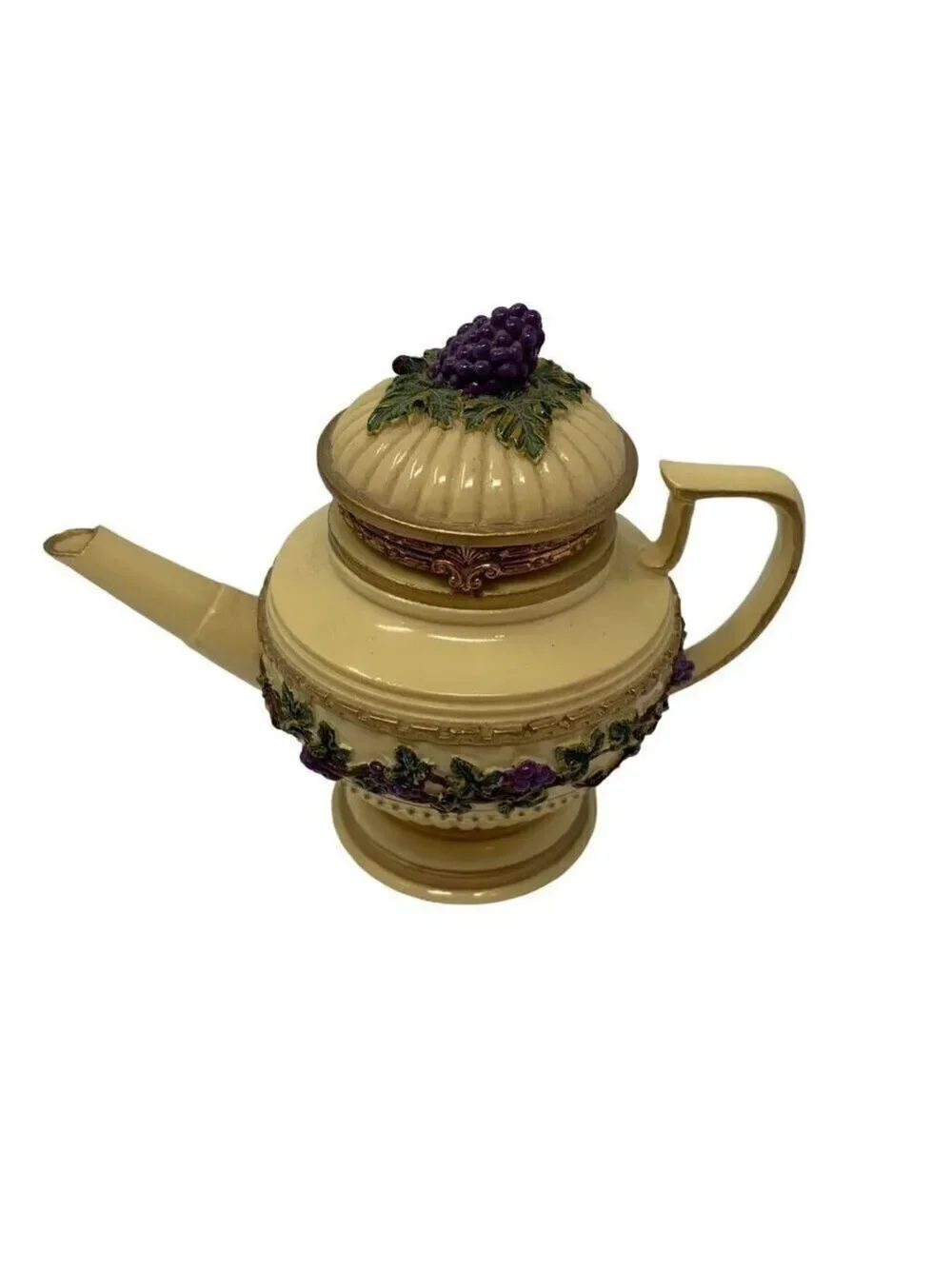 Nini Vineyard Teapot Trinket Keepsake Box Collectible Mini Hand Painted 6-41